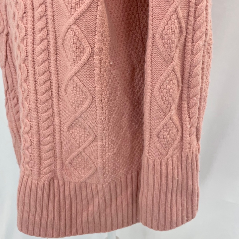 J Crew Cable Knit Patchwork Wool Blend Tunic Sweater K2428 Seashell Pink Large - Picture 10 of 16